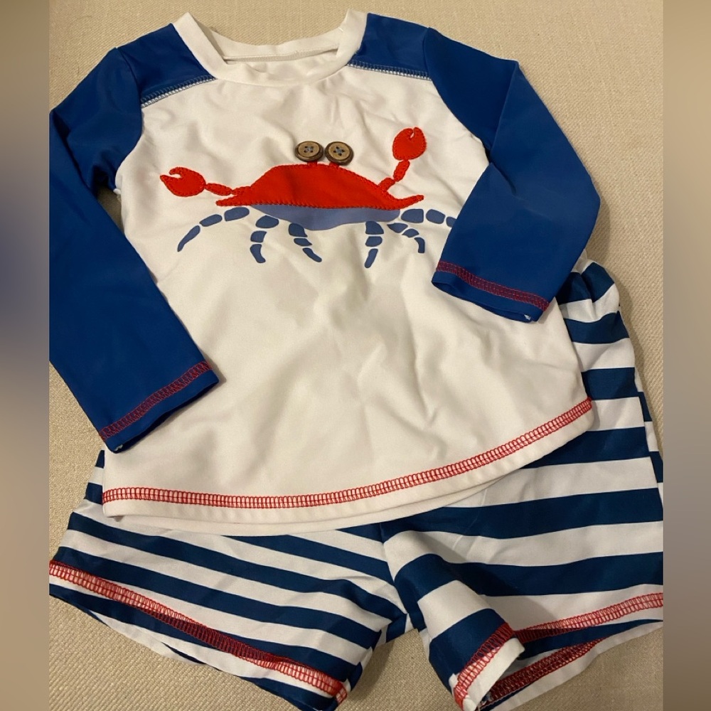 Mud Pie Toddler Boys Rash Guard Swim Set - Size 12-18 months - NWOT